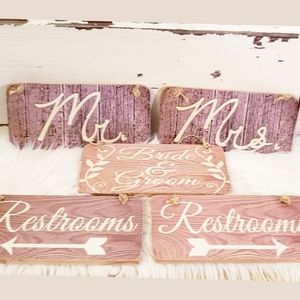 BUNDLE OF 5 WEDDING EVENT SIGNS, Rustic Signs